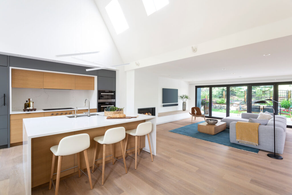 Modern kitchen and living space